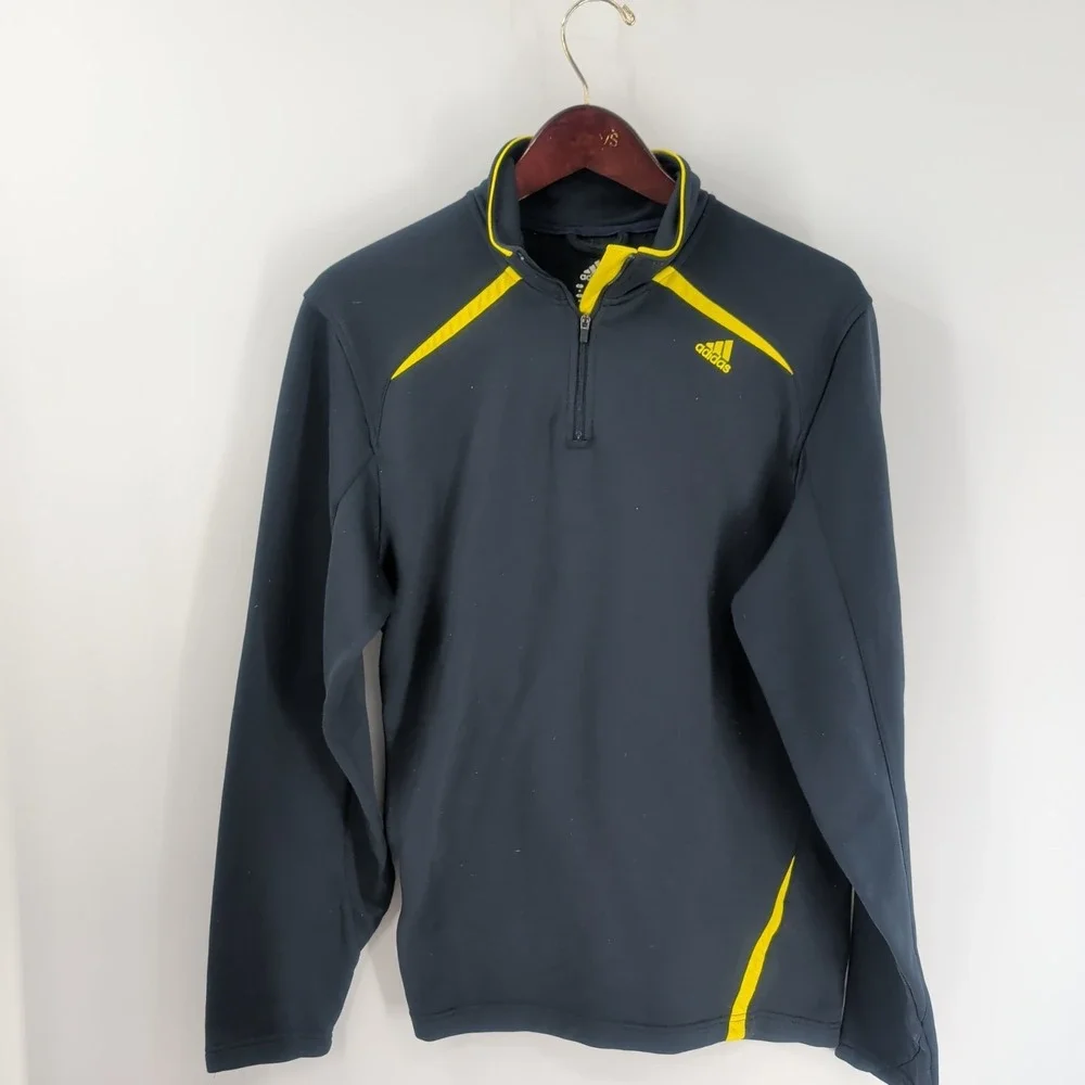 Adidas Quarter Zip Stand Collared Outdoor Pullover Sweatshirt Navy Blue Size M